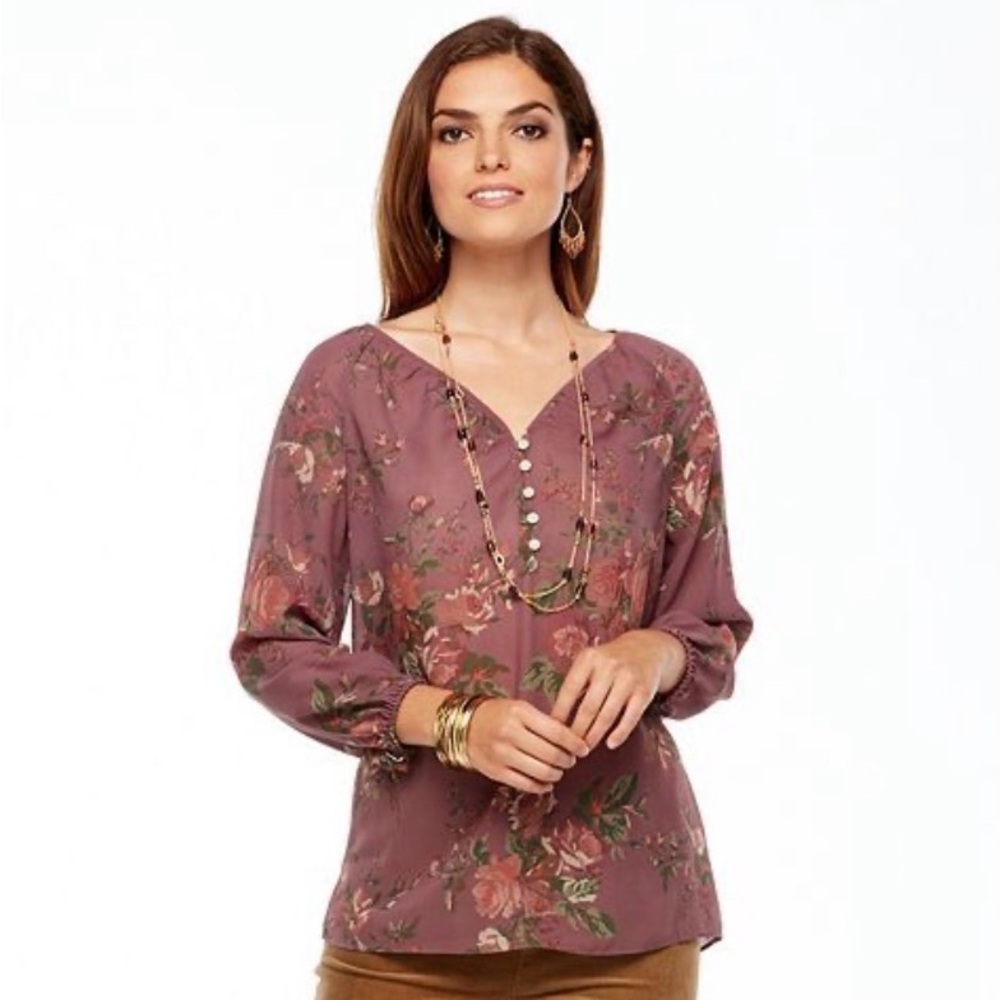 Chaps Floral Roses Blouse - Picture 8 of 9